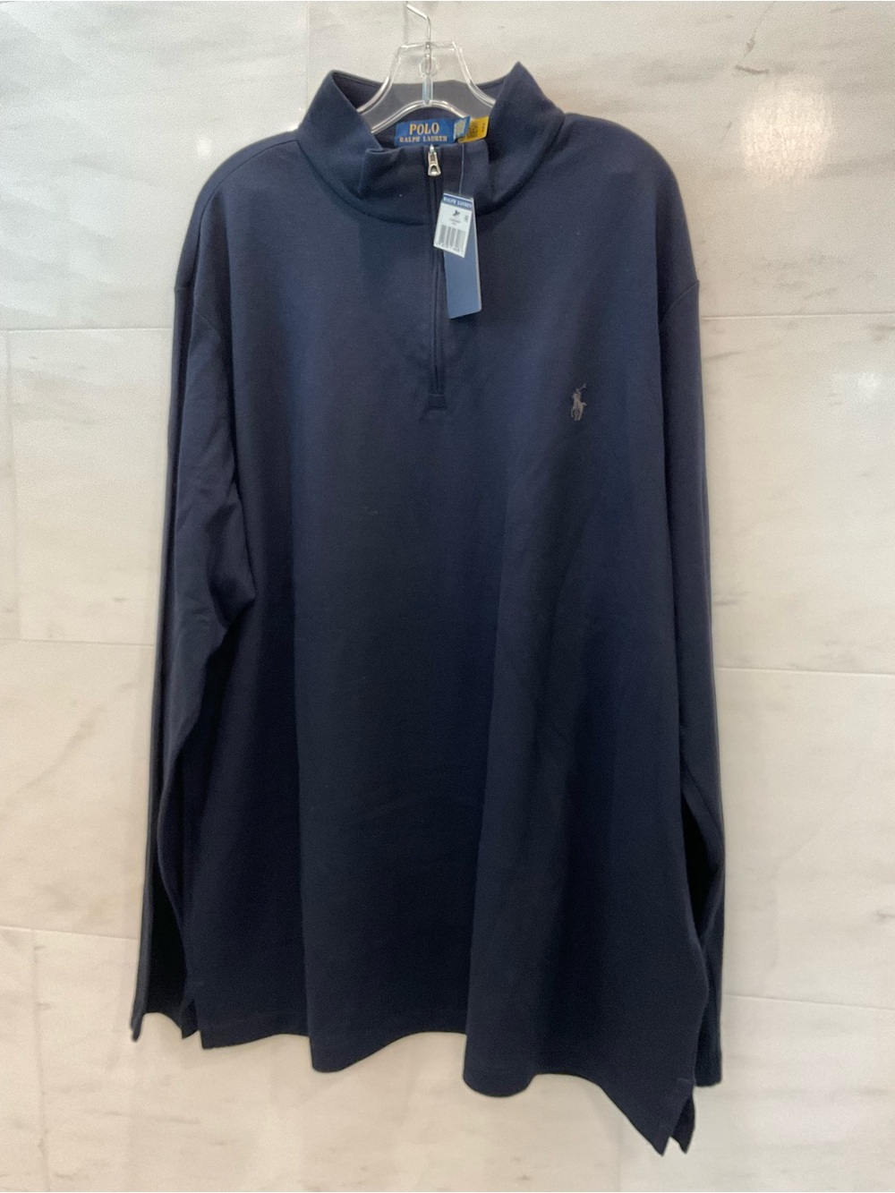 Polo Ralph Lauren Big Tall Navy Blue Mesh Jacquard 1/4 Zip Sweatshirt 2LT W9